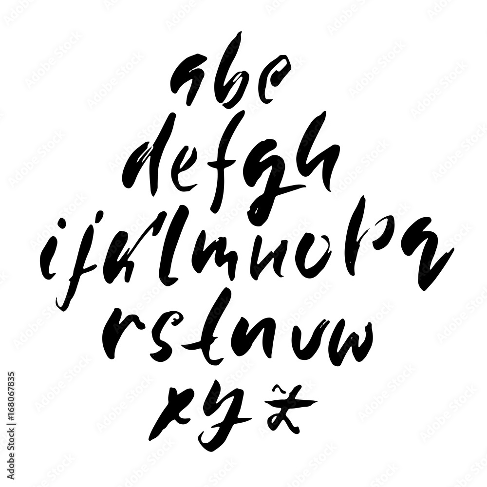 Hand drawn dry brush font. Modern brush lettering. Grunge style alphabet. Vector illustration. Hand drawn dry brush font. Modern brush lettering. Grunge style alphabet. Vector illustration.