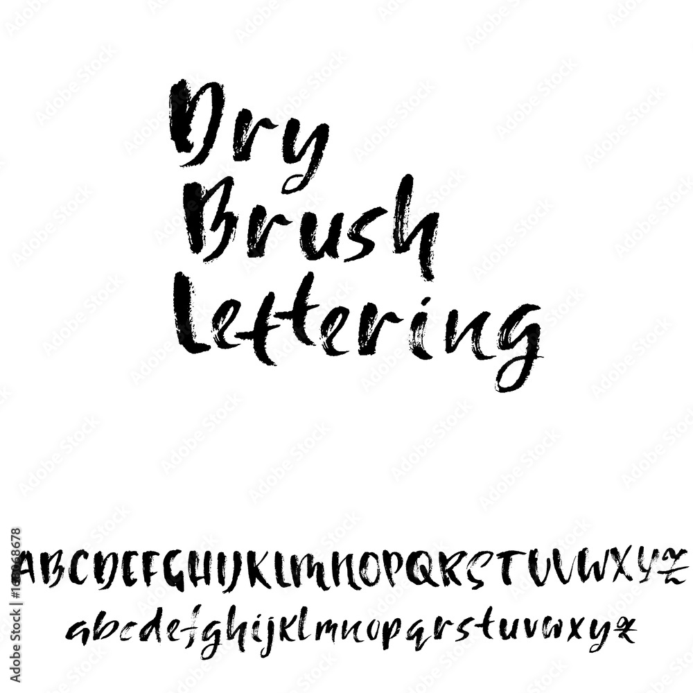 Hand drawn dry brush font. Modern brush lettering. Grunge style alphabet. Vector illustration. Hand drawn dry brush font. Modern brush lettering. Grunge style alphabet. Vector illustration.