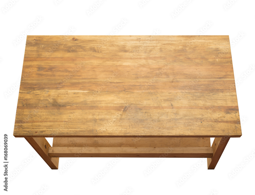 Used wooden table isolated Used wooden table isolated