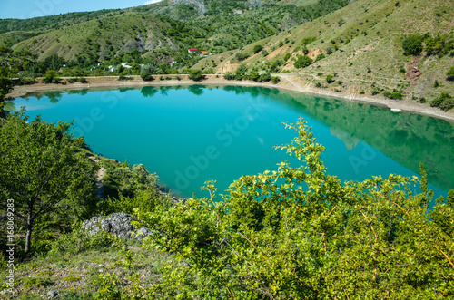 View of the lake and mountains, Zelenogorye