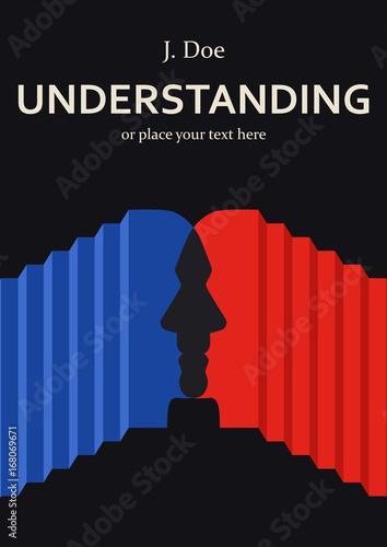Book cover creative concept. Psychology or personal development themes. Mid century style design. Applicable for books, posters, placards etc.