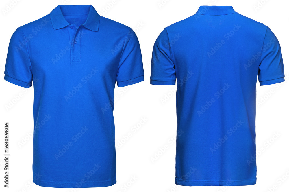 Ferie Frugtbar fedme blank blue polo shirt, front and back view, isolated white background.  Design polo shirt, template and mockup for print. Stock Photo | Adobe Stock