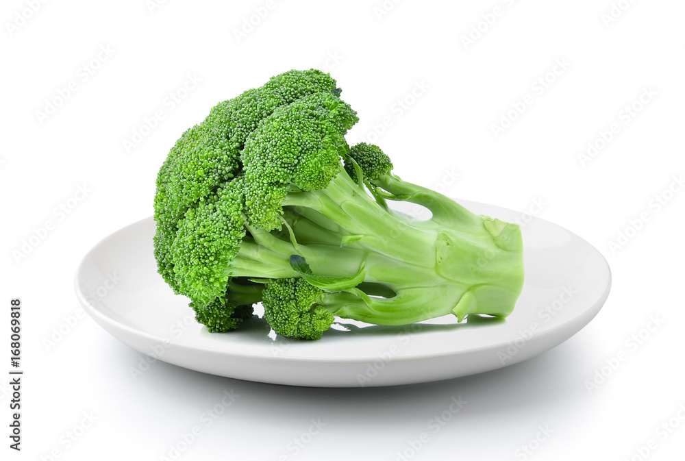 Broccoli in plate isolated on a white background Broccoli in plate isolated on a white background
