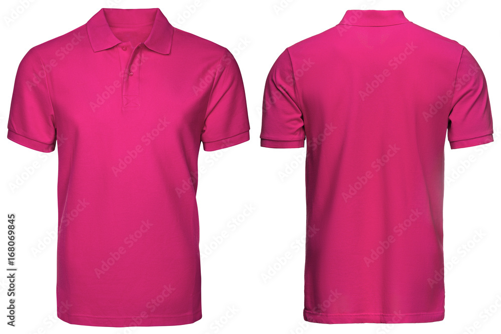 blank pink polo shirt, front and back view, isolated white background.  Design polo shirt, template and mockup for print. Stock Photo | Adobe Stock