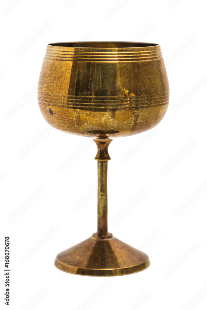 Antic gold engraved oriental metal vase on isolated background. Antic gold engraved oriental metal vase on isolated background.