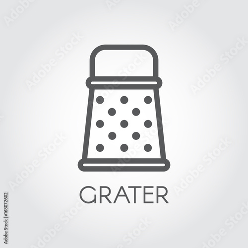 Grater line icon. Simplicity kitchen and cooking graphic contour logo. Vector image on a gray background. Thin linear pictogram