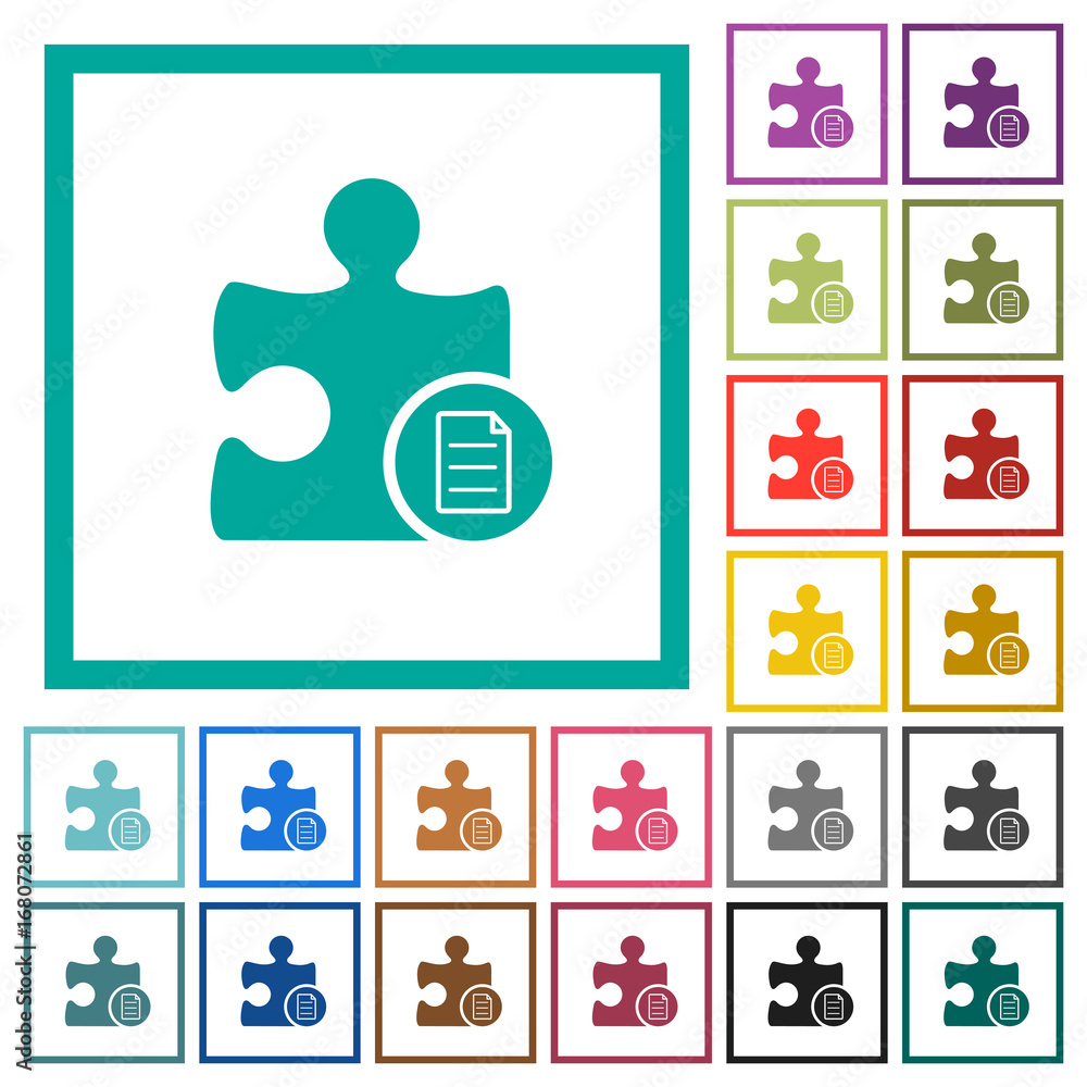 Plugin properties flat color icons with quadrant frames Plugin properties flat color icons with quadrant frames