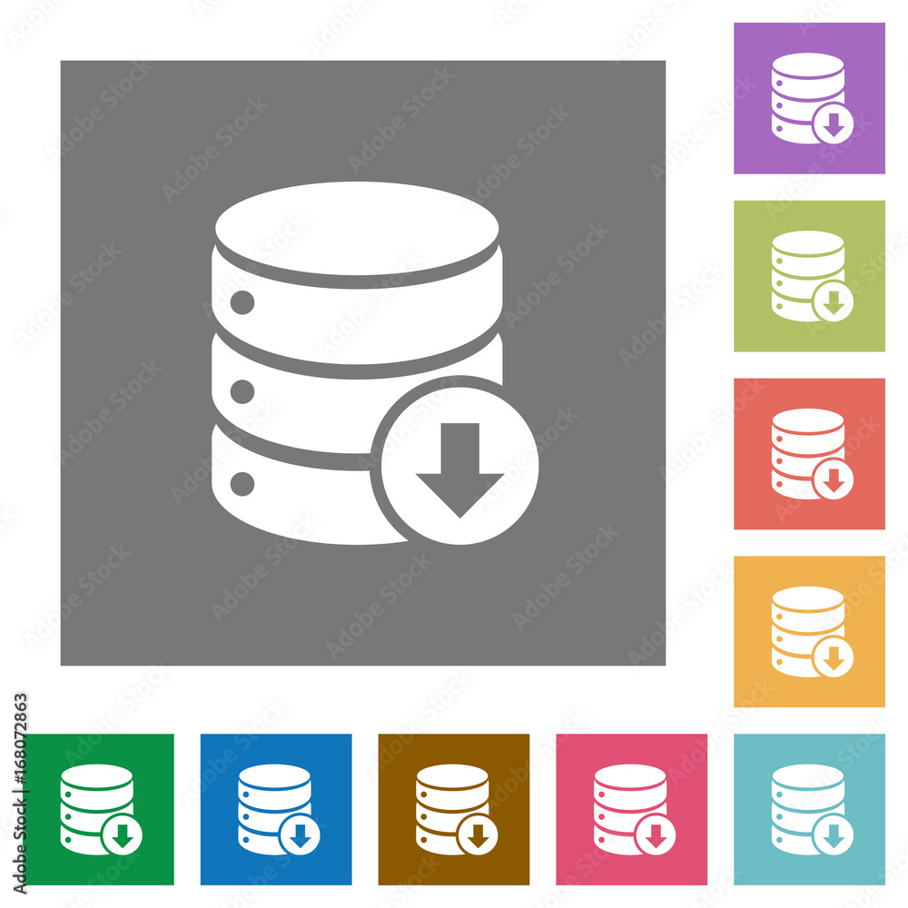Database down square flat icons Database down square flat icons