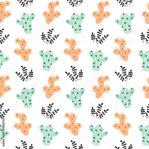 Succulents plants seamless pattern
