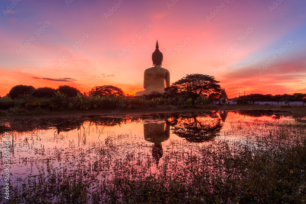 Big buddha in Wat Muang at Ang Thong Province popular Buddhist shrine in Thailand.