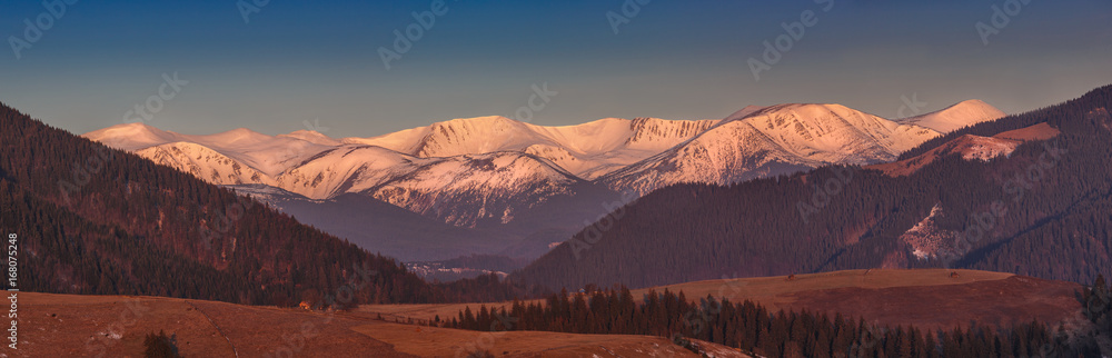 Early spring landscape in the mountains.