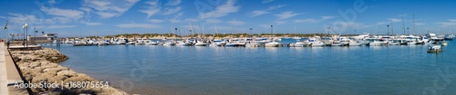 Boats in the marina of the town of Sancti Petri in Chiclana, Cadiz, Spain