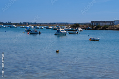 Boats in the marina of the town of Sancti Petri in Chiclana, Cadiz, Spain