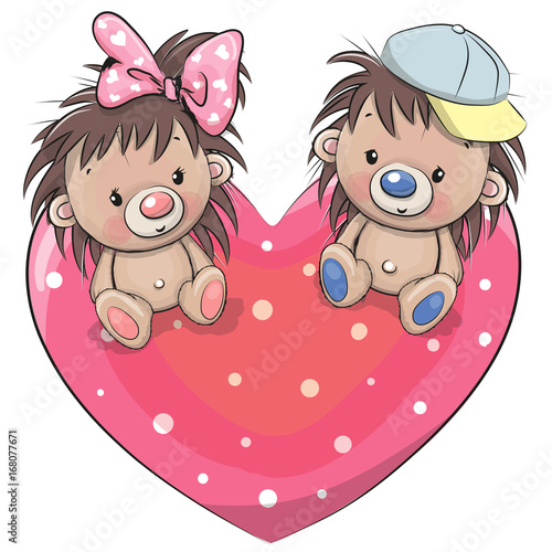Two Cute Hedgehogs on a heart
