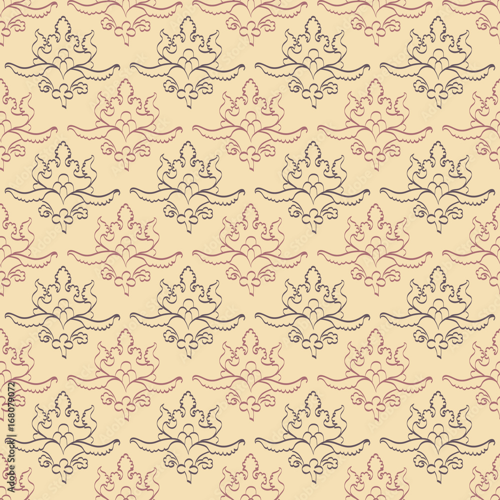 Art Nouveau flowers, Seamless floral pattern inspired by vintage style Art Nouveau flowers, Seamless floral pattern inspired by vintage style