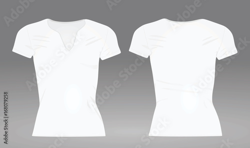 Women white v neck t shirt. vector illustration
