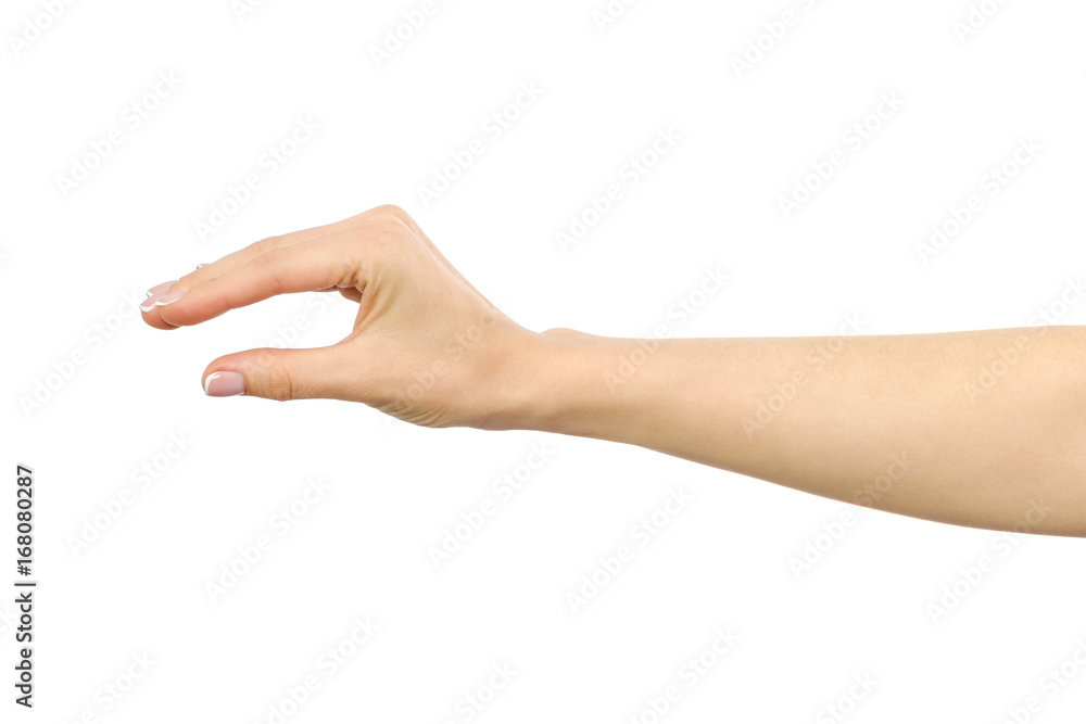 Woman's hand grabbing or measuring something Woman's hand grabbing or measuring something