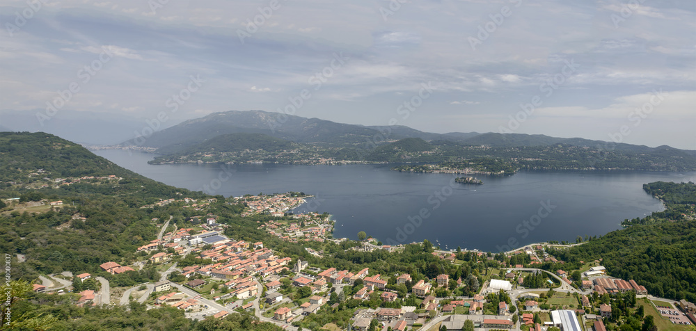 aerial of Orta lake, Italy