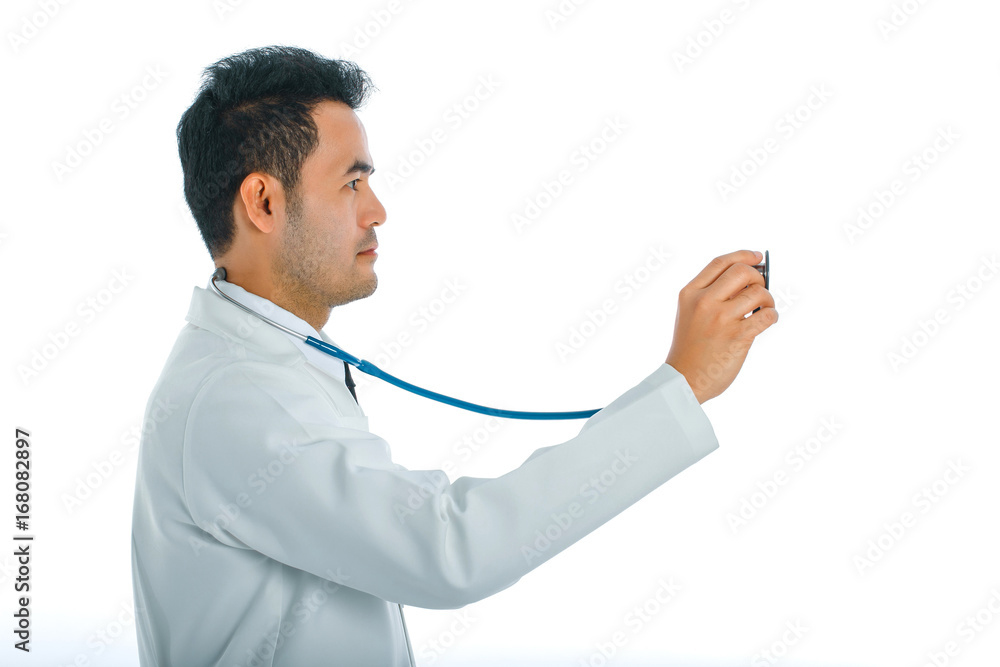 Asian smart doctor show stethoscopes. Asian smart doctor show stethoscopes.