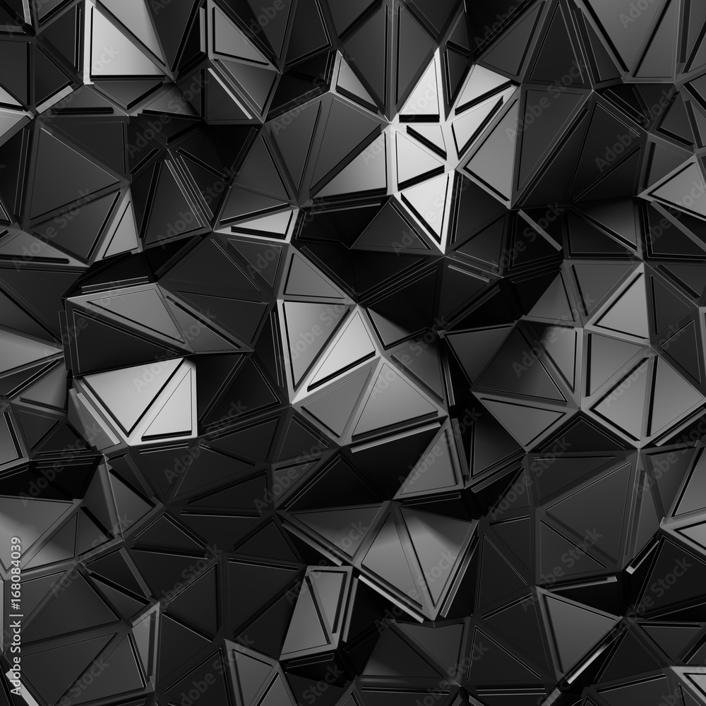 Dark metallic silver triangle pattern industrial background