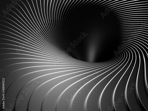Fototapeta Naklejka Na Ścianę i Meble -  Dark Metallic Twist Spiral Tunnel Background
