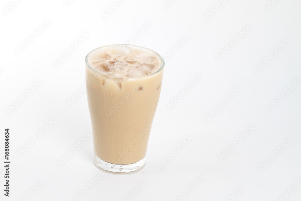 Ice tea with milk over white background Ice tea with milk over white background