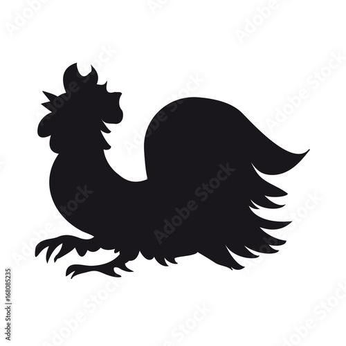 Rooster black on white background