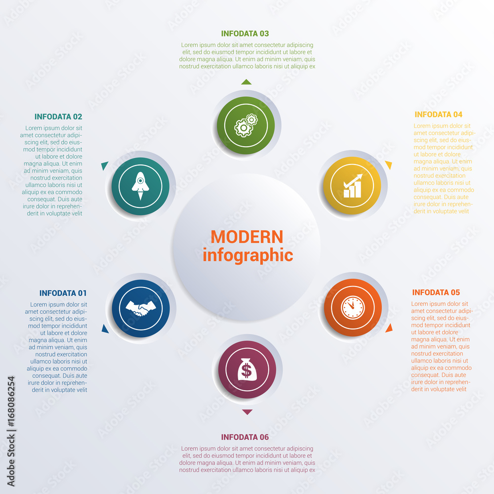 Infographic template six option circles banner Infographic template six option circles banner