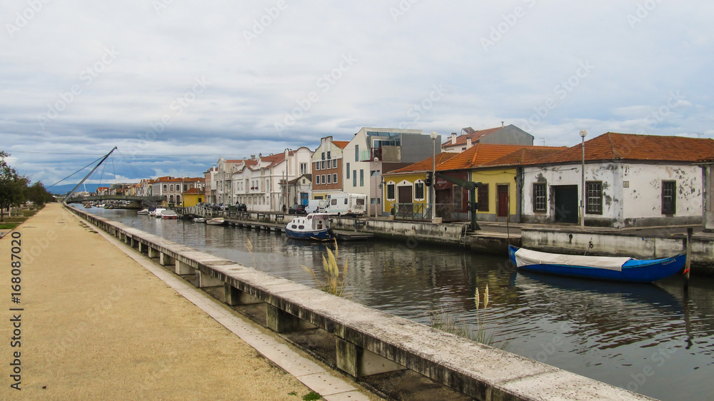 Aveiro, Portugal - Circa September 2013: A view of the canals in Aveiro, Portugal