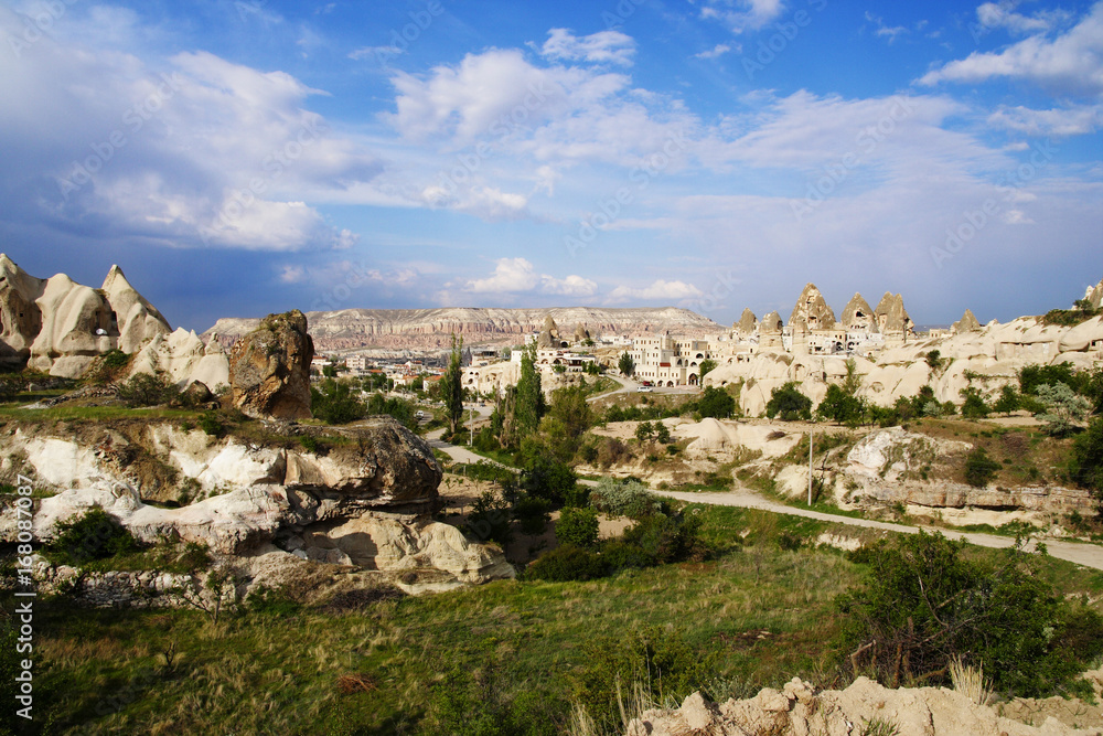Valley of Uchisar, a cave city. Cappadocia, Turkey.