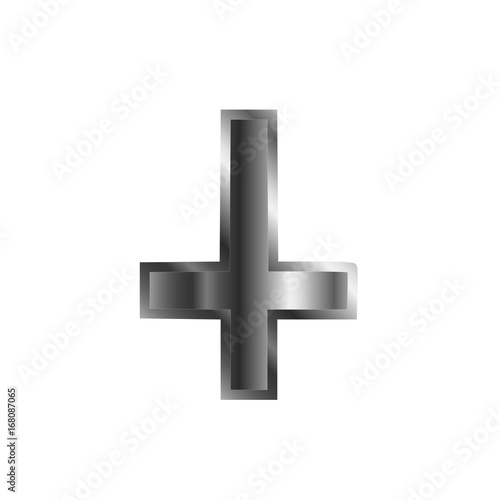 An inverted cross- The Cross of Saint Peter used as an anti-Christian and Satanist symbol. 