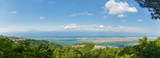 Panoramic view of the Alazani valley from the height of the hill Signagi, Kakheti region, Georgia