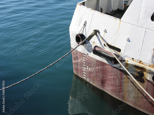 Waterline marked on the ship with draft scale numbering © lukeluke68