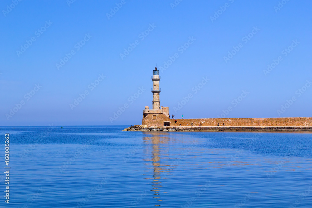Lighthouse of the old Venetian port in Chania, Crete. Greece Lighthouse of the old Venetian port in Chania, Crete. Greece