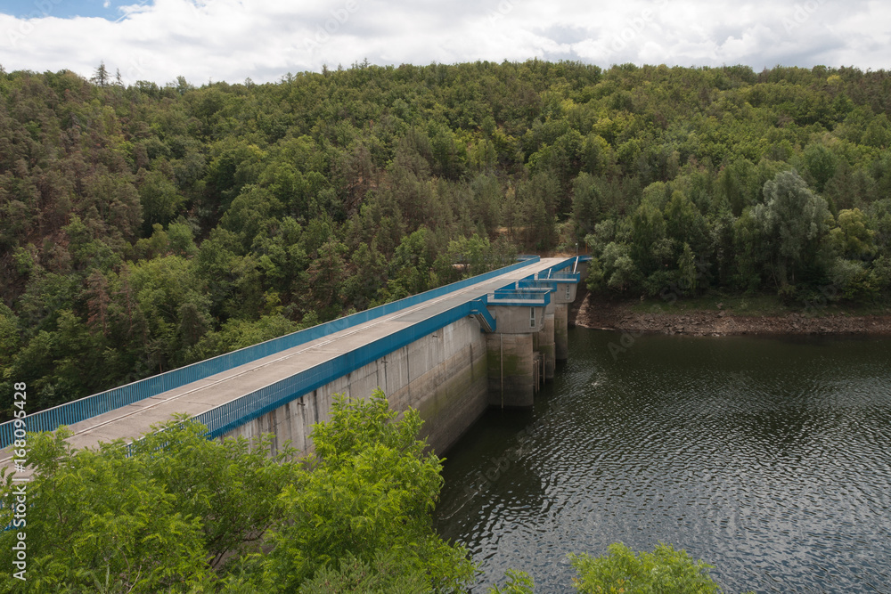 Mohelno water dam in the summer day.