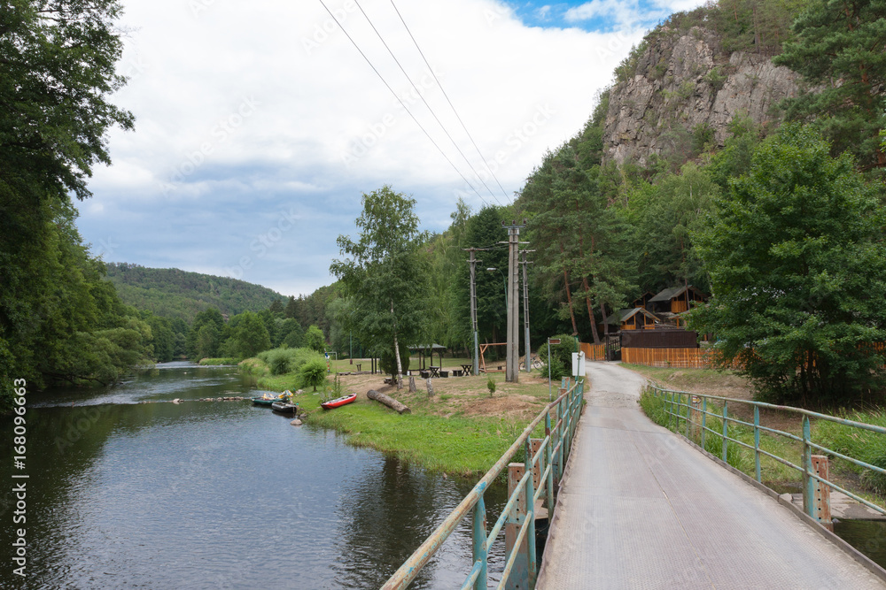 Fototapeta premium The valley of river Jihlava, Czech Republic in the summer day.