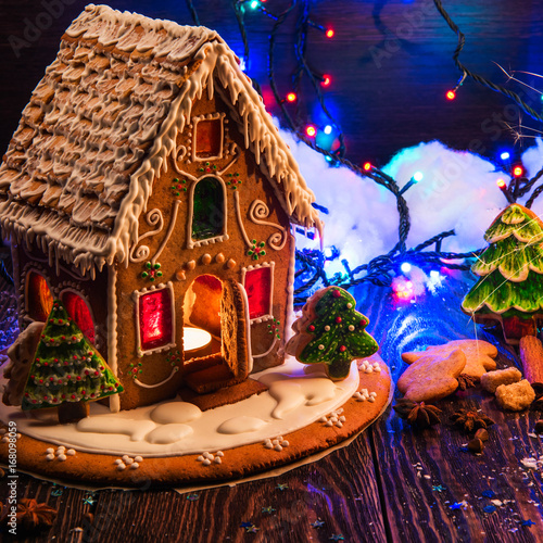 Gingerbread house with lights