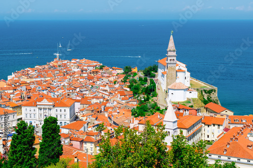 Piran, Slovenia. View from atop the city walls. photo