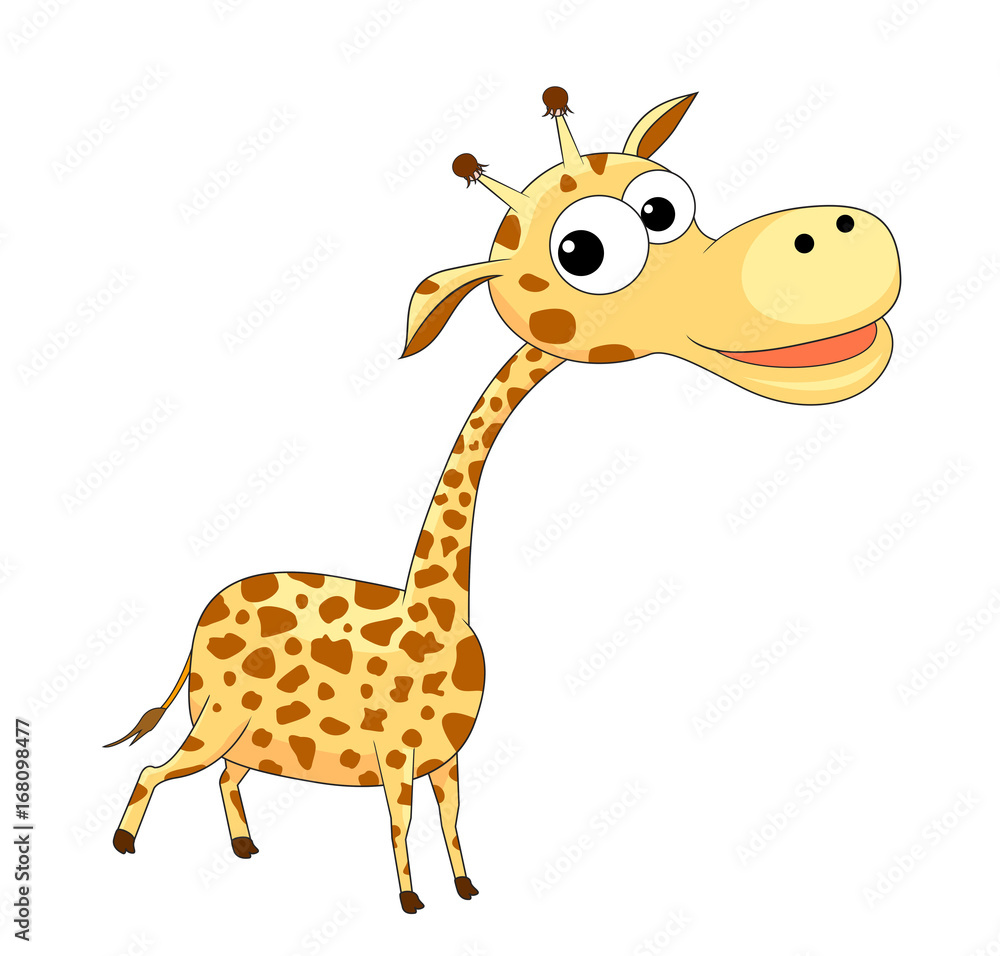 Cute funny giraffe. A small cartoon giraffe on a white background. Stock Vector | Adobe Stock Cute funny giraffe. A small cartoon giraffe on a white background. Stock Vector | Adobe Stock
