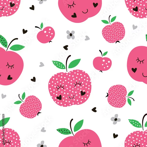 Fototapeta Bezszwowy wzór z abstrakcjonistycznymi jabłkami