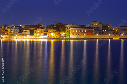 Old Venetian port of Chania at night, Crete. Greece © kwiatek7