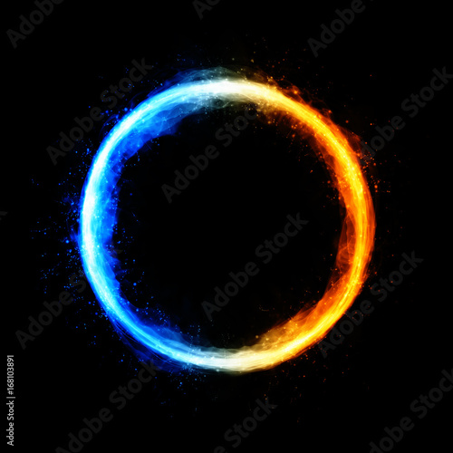 Double-coloured circle with sparkles and free space in center