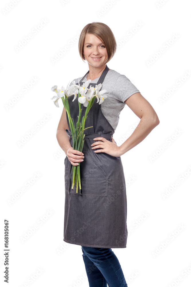 female floristi isolated on white background female floristi isolated on white background