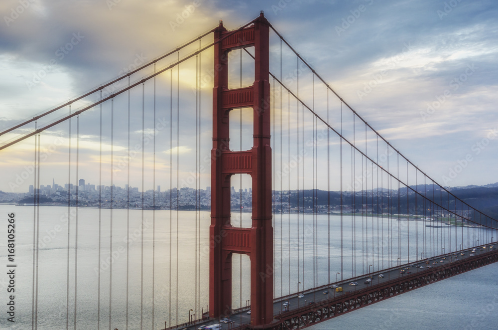 Golden Gate Bridgeat the sunset, San Francisco, California, USA