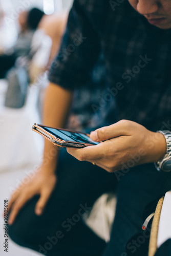 Businessman using smart phone for business concept