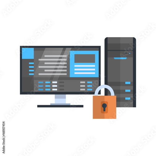 Data Center Protection Icon Hosting Server Security Database Technology Vector Illustration
