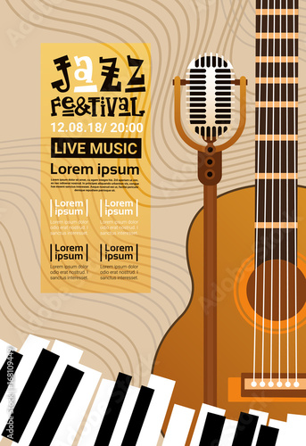 Photography Jazz Festival Live Music Concert Poster Advertisement Retro Banner Vector Illust