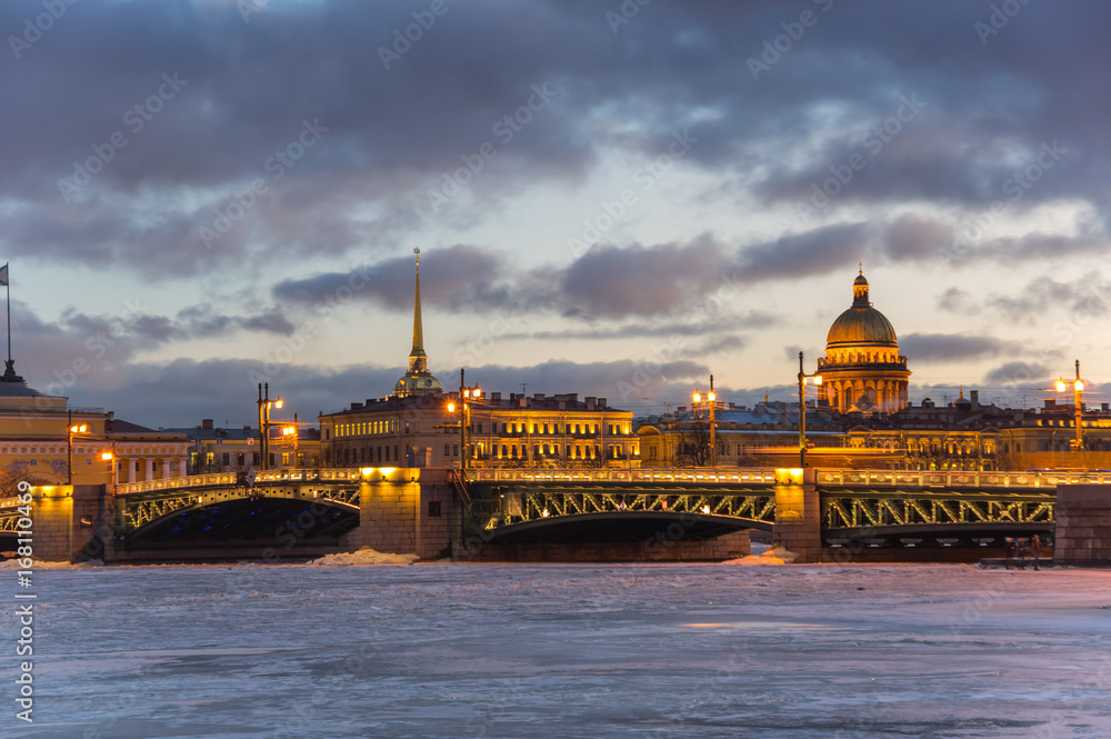 Fototapeta Panoramic view of the historical center of Saint Petersburg