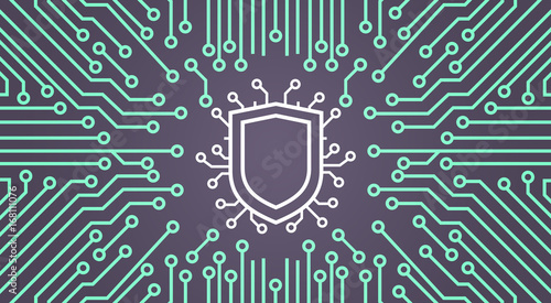 Shield Network Data Protection System Concept Banner Vector Illustration