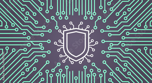 Shield Network Data Protection System Concept Banner Vector Illustration